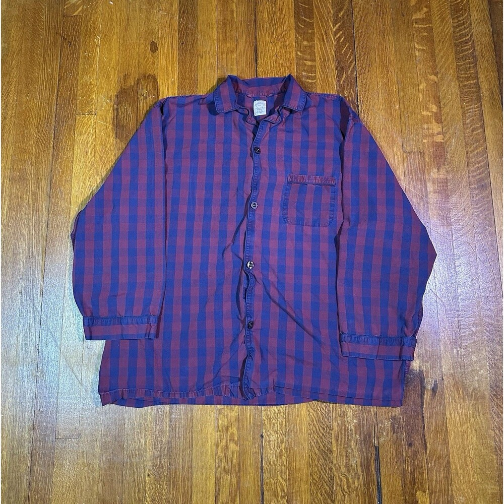 Brooks Brothers Plaid Pajama button up Shirt long sleeve Red & Blue XXL
